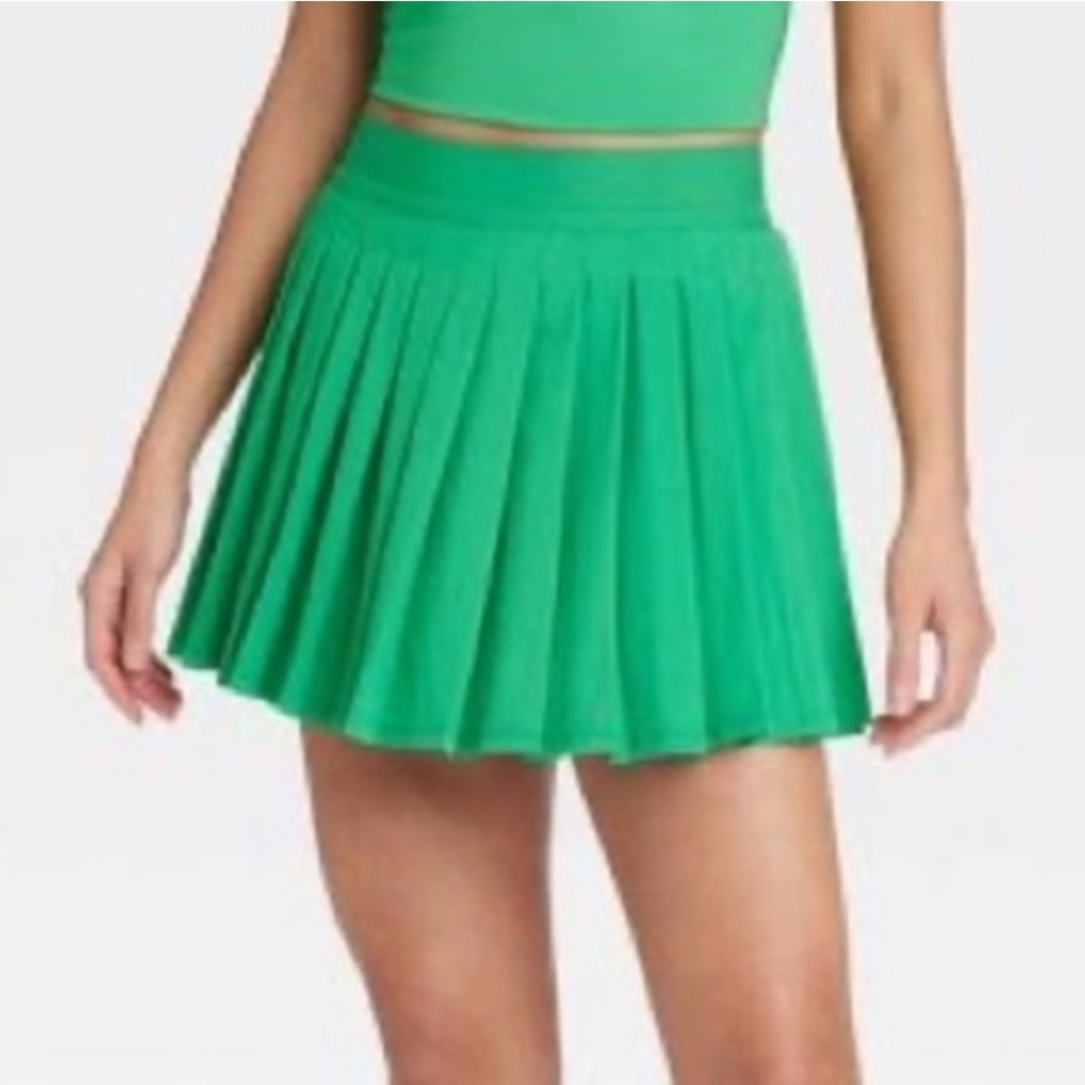 All in Motion Vibrant Green Pleated Mini Skirt